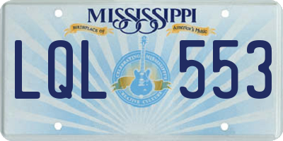 MS license plate LQL553