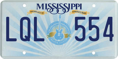 MS license plate LQL554