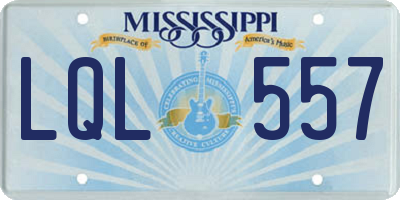 MS license plate LQL557