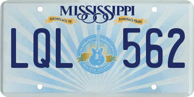MS license plate LQL562