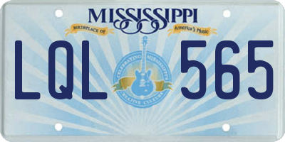 MS license plate LQL565