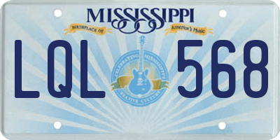 MS license plate LQL568