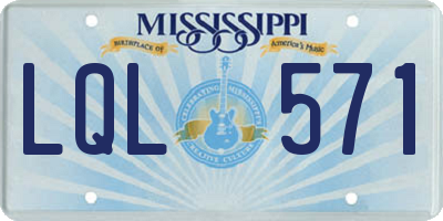 MS license plate LQL571