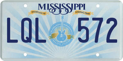 MS license plate LQL572