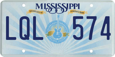 MS license plate LQL574