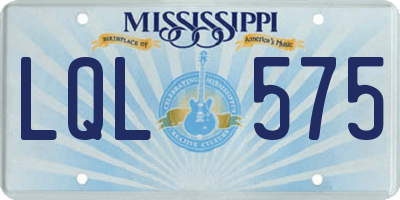 MS license plate LQL575