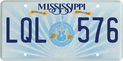 MS license plate LQL576