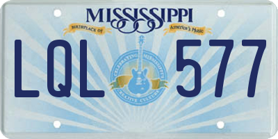 MS license plate LQL577