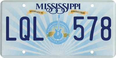 MS license plate LQL578