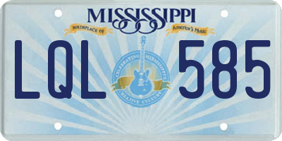 MS license plate LQL585