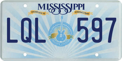 MS license plate LQL597