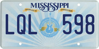 MS license plate LQL598