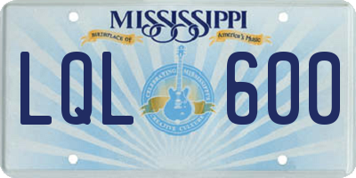 MS license plate LQL600