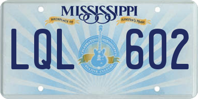 MS license plate LQL602