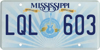 MS license plate LQL603