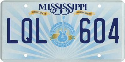 MS license plate LQL604