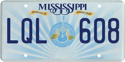 MS license plate LQL608