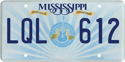 MS license plate LQL612