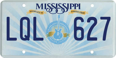 MS license plate LQL627