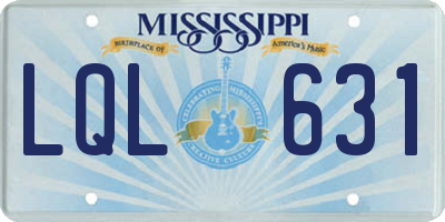 MS license plate LQL631