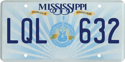 MS license plate LQL632