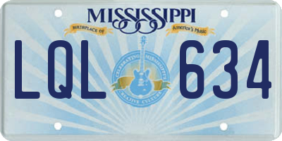 MS license plate LQL634