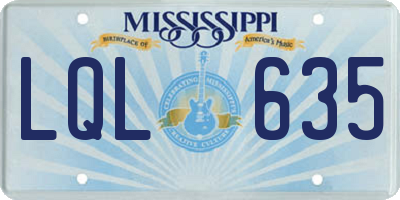 MS license plate LQL635