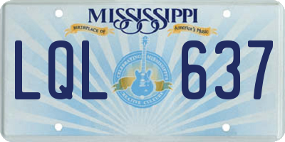 MS license plate LQL637