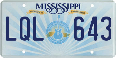 MS license plate LQL643