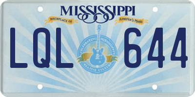 MS license plate LQL644