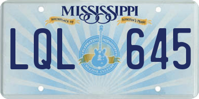 MS license plate LQL645