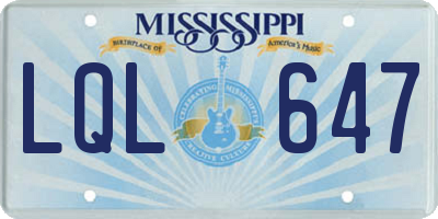 MS license plate LQL647