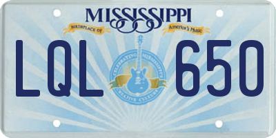 MS license plate LQL650