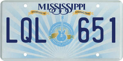 MS license plate LQL651