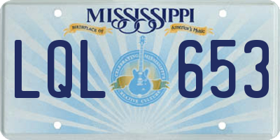 MS license plate LQL653