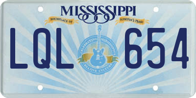 MS license plate LQL654