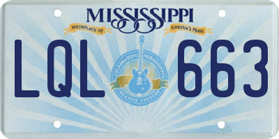 MS license plate LQL663
