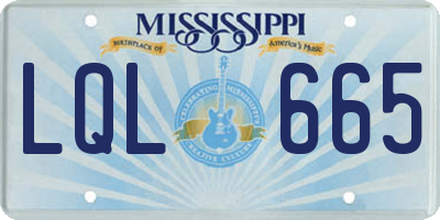 MS license plate LQL665