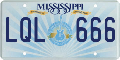 MS license plate LQL666