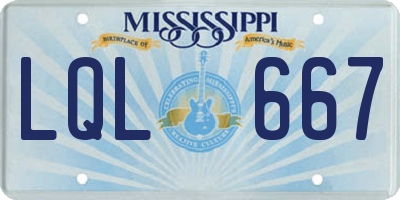 MS license plate LQL667