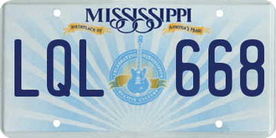 MS license plate LQL668