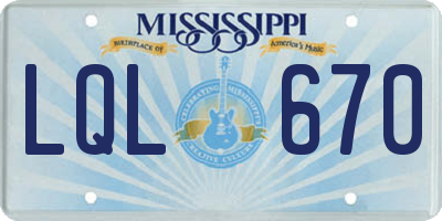 MS license plate LQL670