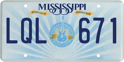 MS license plate LQL671