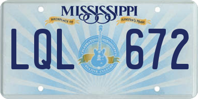 MS license plate LQL672