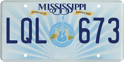 MS license plate LQL673