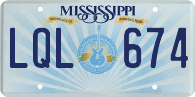 MS license plate LQL674