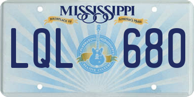 MS license plate LQL680