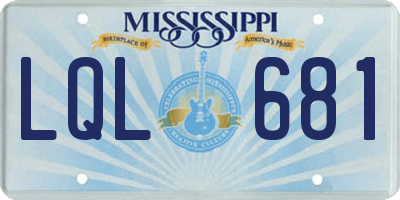 MS license plate LQL681
