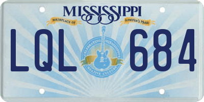 MS license plate LQL684