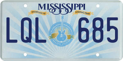 MS license plate LQL685